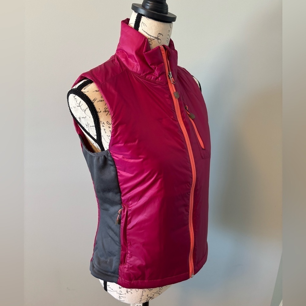 Land’s End Lightweight Puffer Vest Fuchsia Pink Orange Outdoor Hiking Running XS - Picture 5 of 7